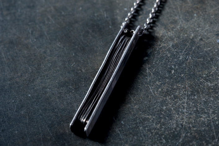 Rectangle spool wired necklace