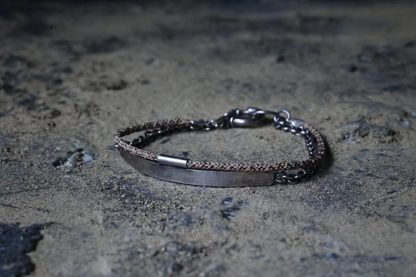 Edouchi kumihimo & Silver plate bangle bracelet