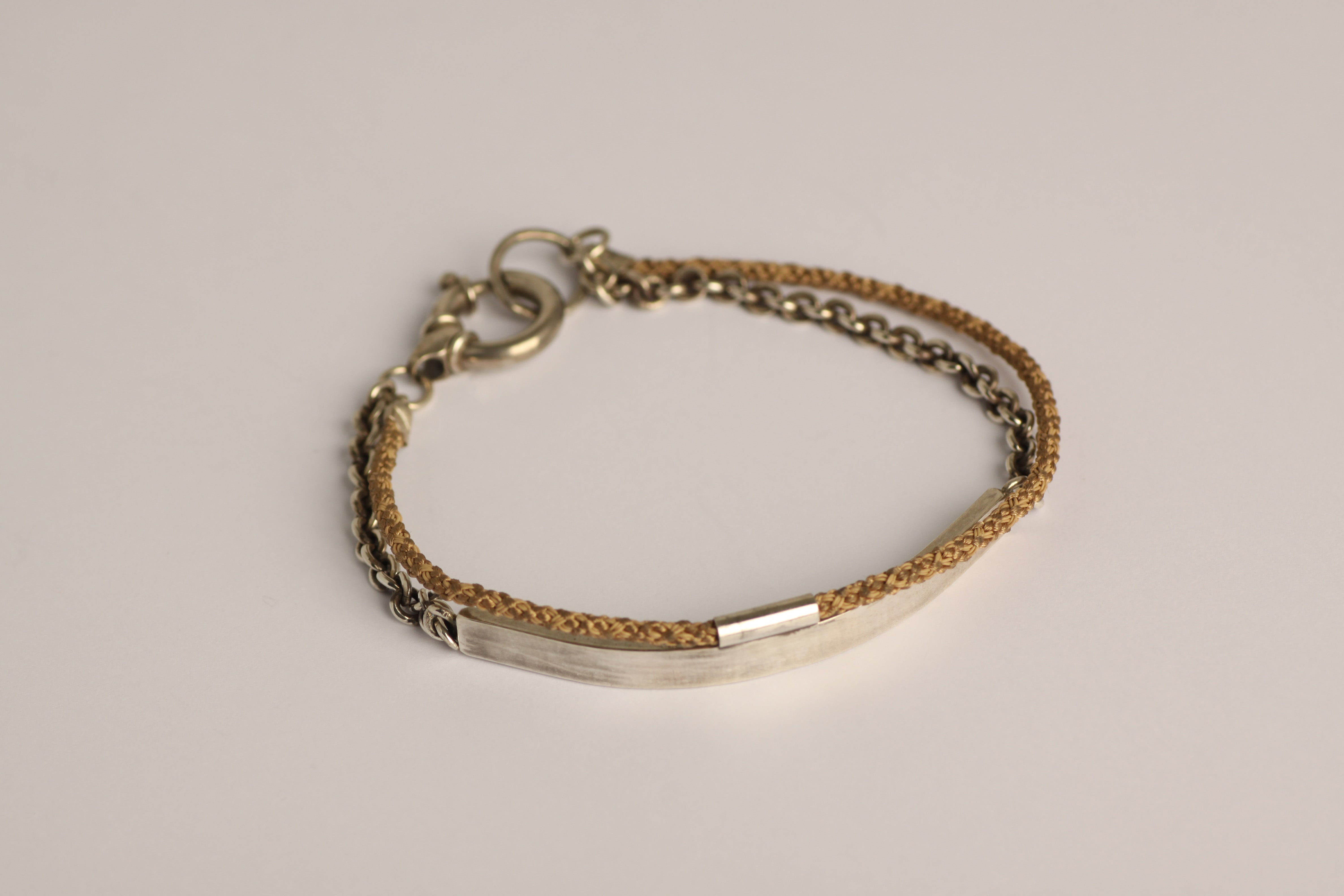 Edouchi kumihimo & Silver plate bangle bracelet