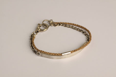 Edouchi kumihimo & Silver plate bangle bracelet  [ io-02-124   ]