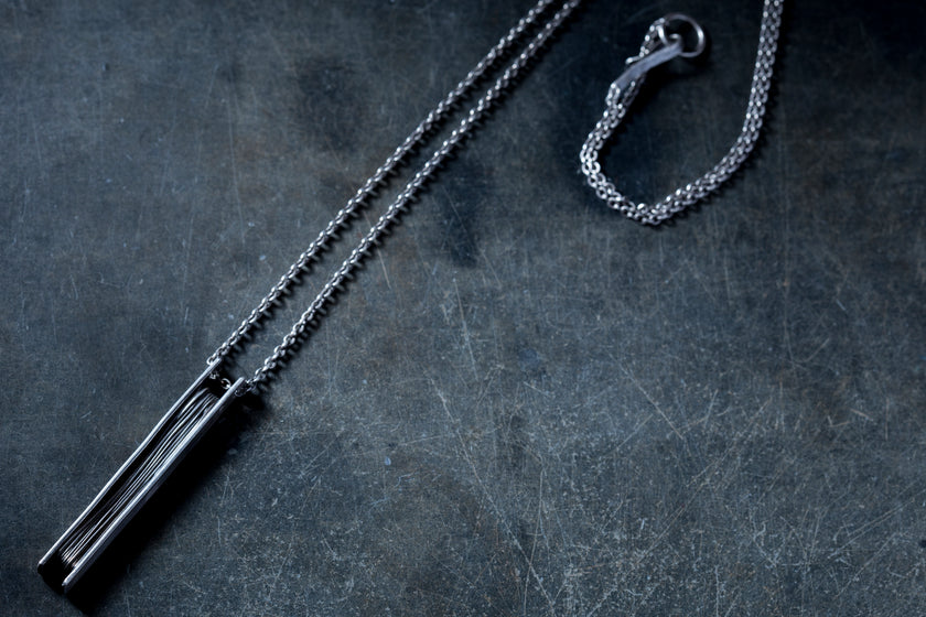 Rectangle spool wired necklace